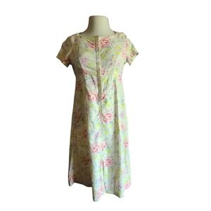 Romantic Liz Claiborne Lizwear Petite Floral Button Front Midi Dress Pastel 10 P
